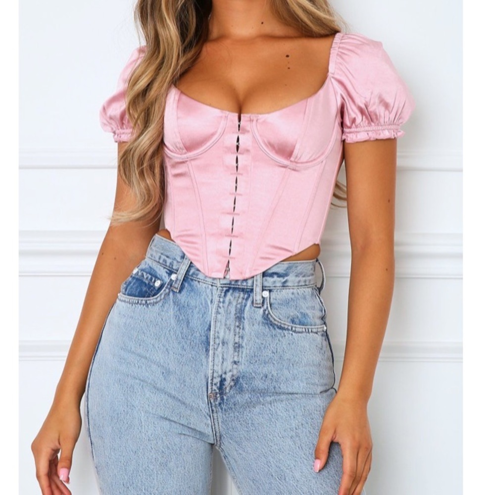 Pink Love Letter Bustier: white fox boutique 💞